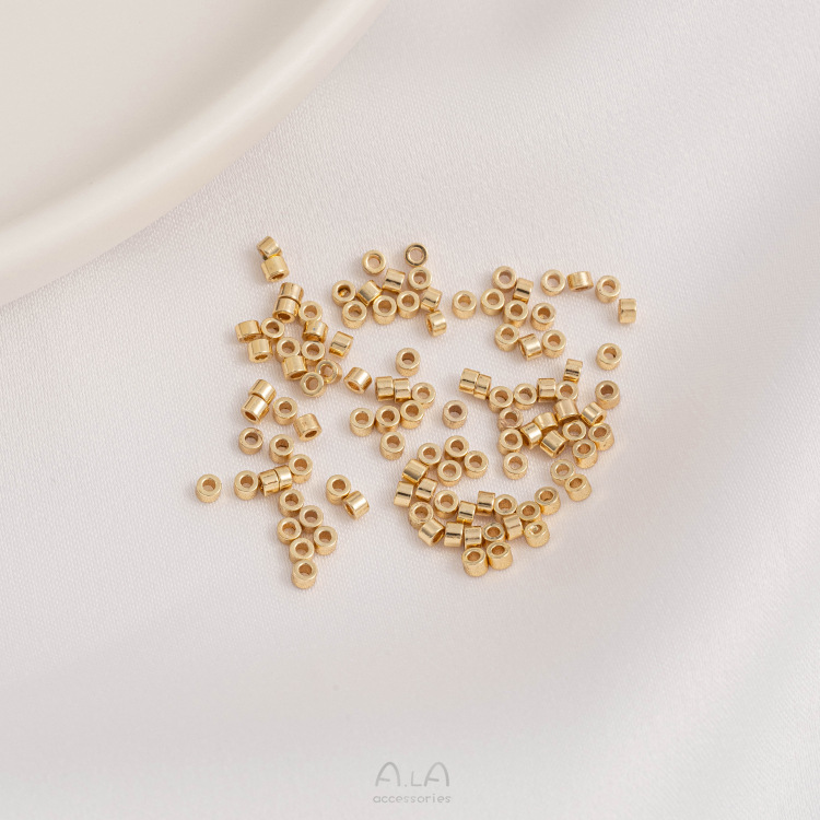 50g Weight Beads Jewelry Making Type 100 Pieces 1.6*0.8 Less Than 1mm Copper 14K Gold Plated Solid Color Polished DIY Jewelry Accessories Beads