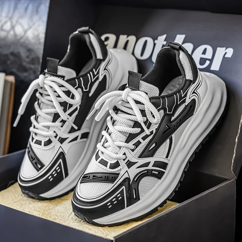 Мужские кроссовки 2025 Новые летние спортивные кроссовки на толстой подошве для папы, универсальные дышащие сетчатые кроссовки для повседневной носки