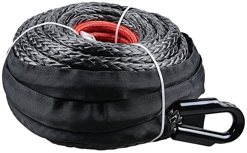 Winch Rope 3/8Inch9.5Mm Synthetic Winch Rope Winch Rope with Sheath Off-Road Vehicle Modification