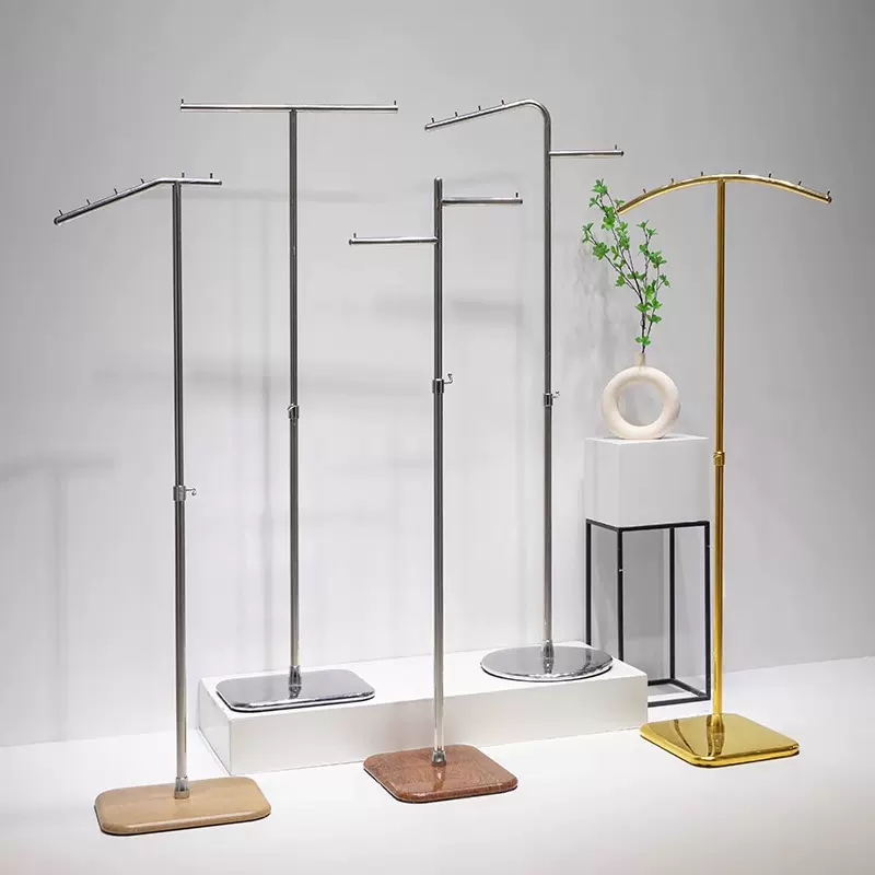服装店落地不锈钢男女装店中岛货架直播间正挂衣架衣帽陈列展示架