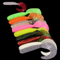 Wholesale Lure Soft Baits: 5cm, 6cm, 7cm Curved Tail Worms in Multiple Colors with Strong Scent, Single-Tail Artificial Bait—Kilogram Packaging