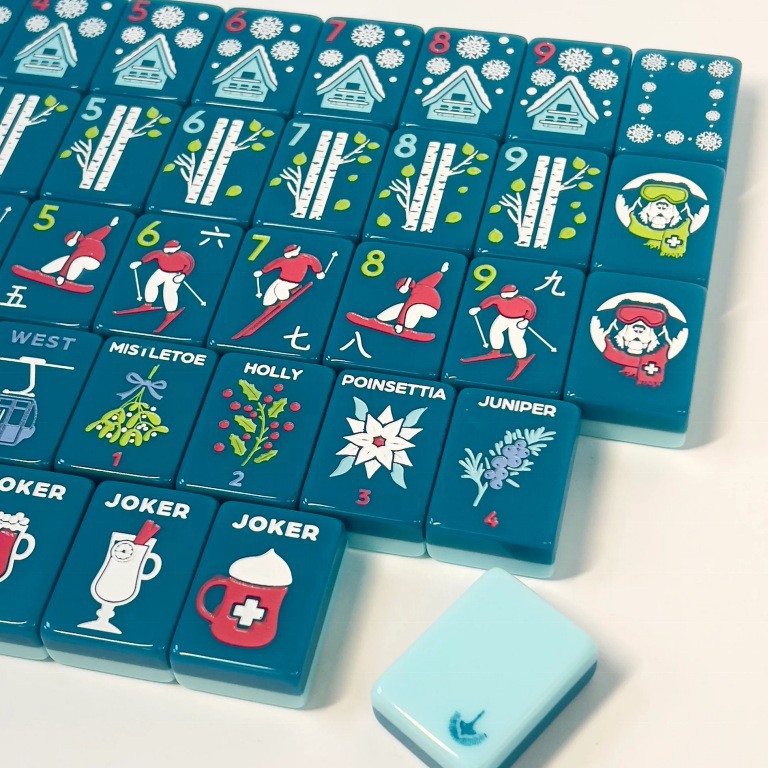 Second Batch Pre-Sale: American-Style Mahjong Skiing and Winter-Themed Acrylic Mahjong Tile Set, 160 Pieces