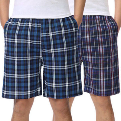 【透气棉麻短裤】短裤男士五分裤宽松格子沙滩裤大裤衩休闲运动裤