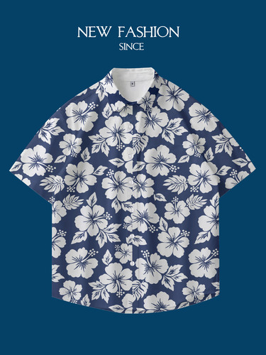 2025 Summer Cross-Border European and American Casual Simple Style Short-Sleeved Loose Retro Cuban-American Shirt—Breathable and Comfortable