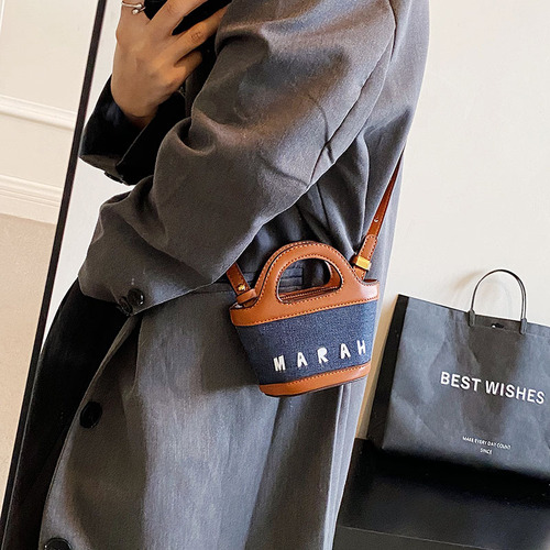 Fashionable parent-child bags  new canvas vegetable basket handbags, fashionable girls and children's clothing, mini accessories bags, trendy