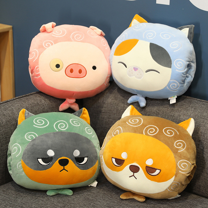 Dibujos animados invierno cálido mano almohada mano de felpa mano almohada cojín siesta almohada cerdo estudiante regalo de la Oficina