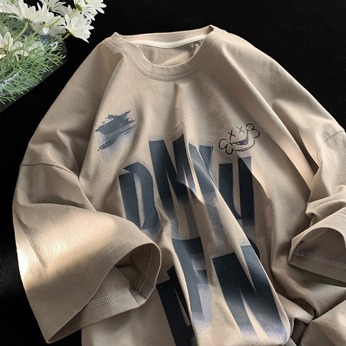 American heavy weight lettered short sleeve t-shirt for men, INS trendy brand, versatile, summer loose retro vintage half sleeve