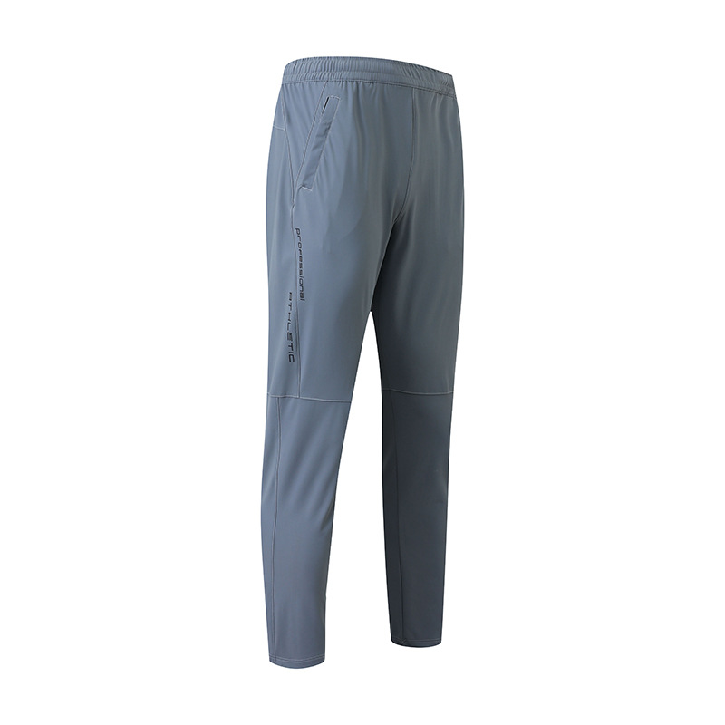 Pantalones casuales de seda helada para hombre, pantalones deportivos finos de verano de talla grande, pantalones casuales versátiles y modernos de corte ajustado para hombre.