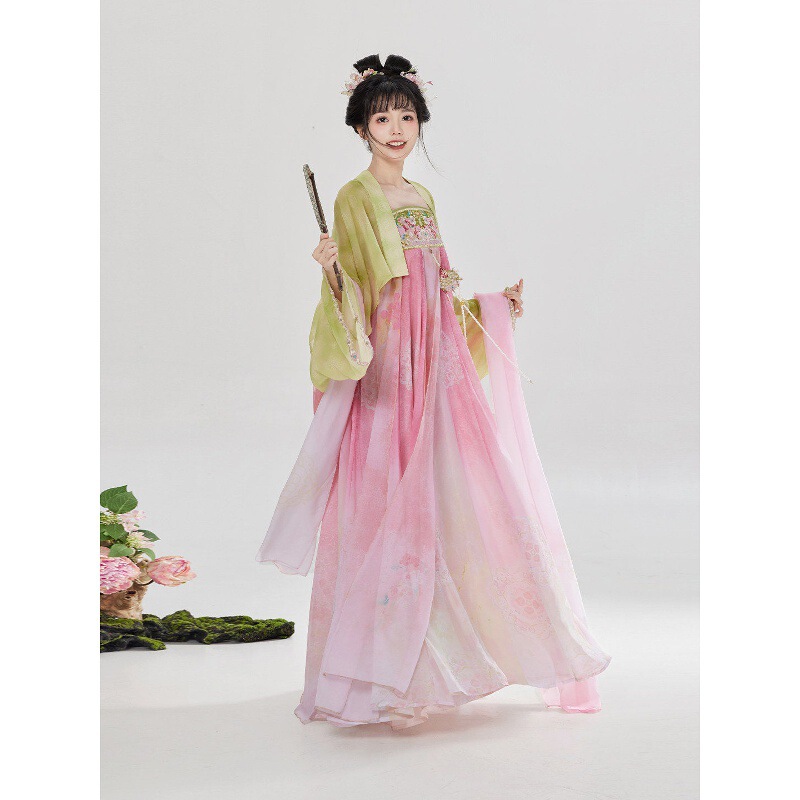 Original Tang Dynasty-Style Hanfu for Women, Adult-Sized, Chest-Length Embroidered Ruqun, Pink Strapless Dress, Traditional Costume Suitable for Everyday Wear