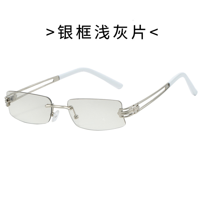 新款时尚无框金属墨镜女高智感御姐风高级感防紫外线太阳镜20521|undefined