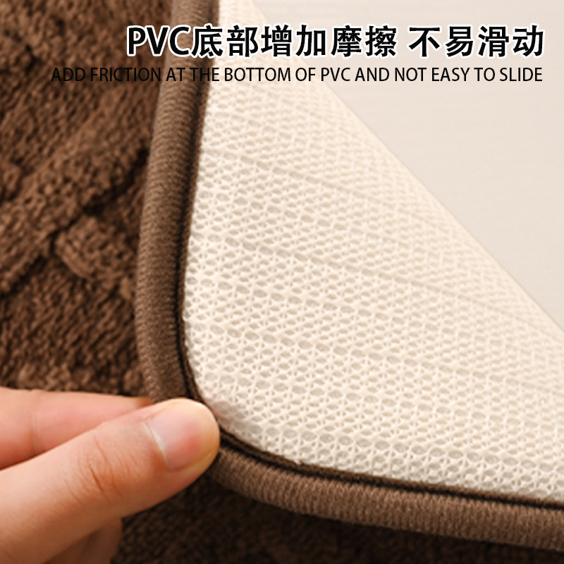 Alfombrilla para puerta de entrada transfronteriza Shumian terciopelo de algodón de color sólido jacquard baño alfombrilla antideslizante para baño doméstico