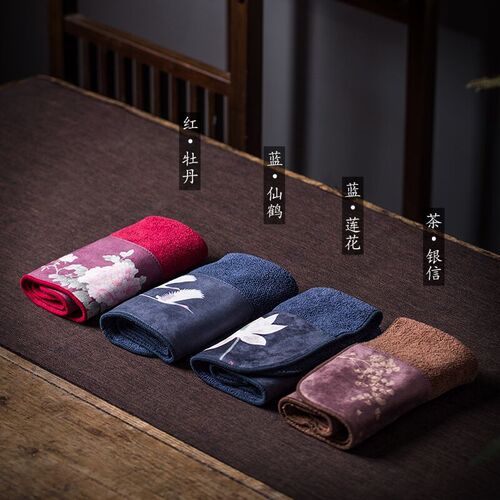 Zen thickened cotton and linen tea towel, absorbent tea cloth, kung fu tea set, towel rag, tea mat, tea table, tea mat accessories, painted