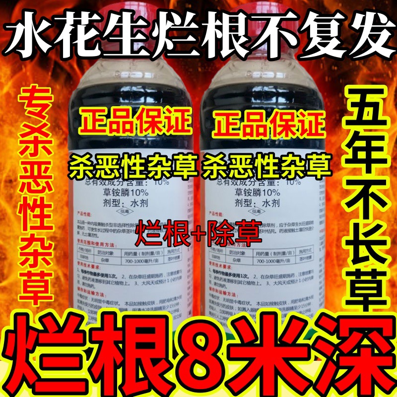 杀草快高浓度精草铵膦铵盐果园小飞蓬各种杂草水花生烂根不复发