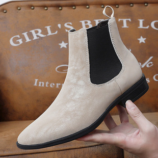 Cross-border Hairstylist Leather shoes male Men's Pointed Leather shoes British Trendy shoes Hairstylist Pointed Leather Boots Large Size