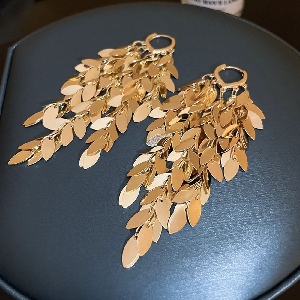 2023 nuevos pendientes de moda de estilo caliente, pendientes de espiga de trigo de temperamento para damas, pendientes de borlas exageradas de lujo ligero para mujeres