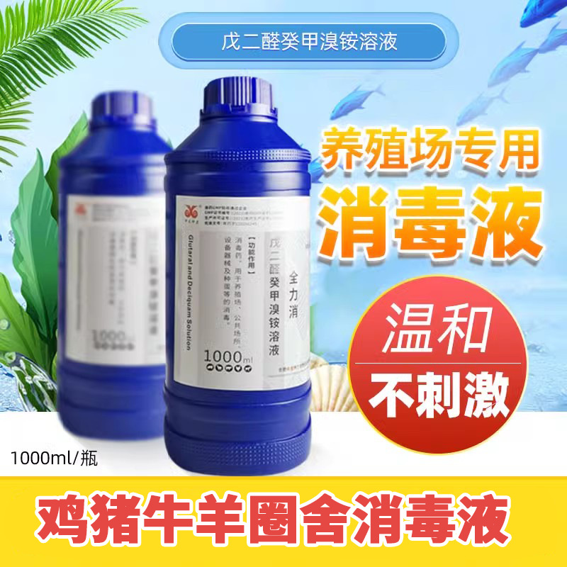 戊二醛葵甲溴铵溶液消毒液兽用猪场非瘟蓝耳兽药 戊二醛