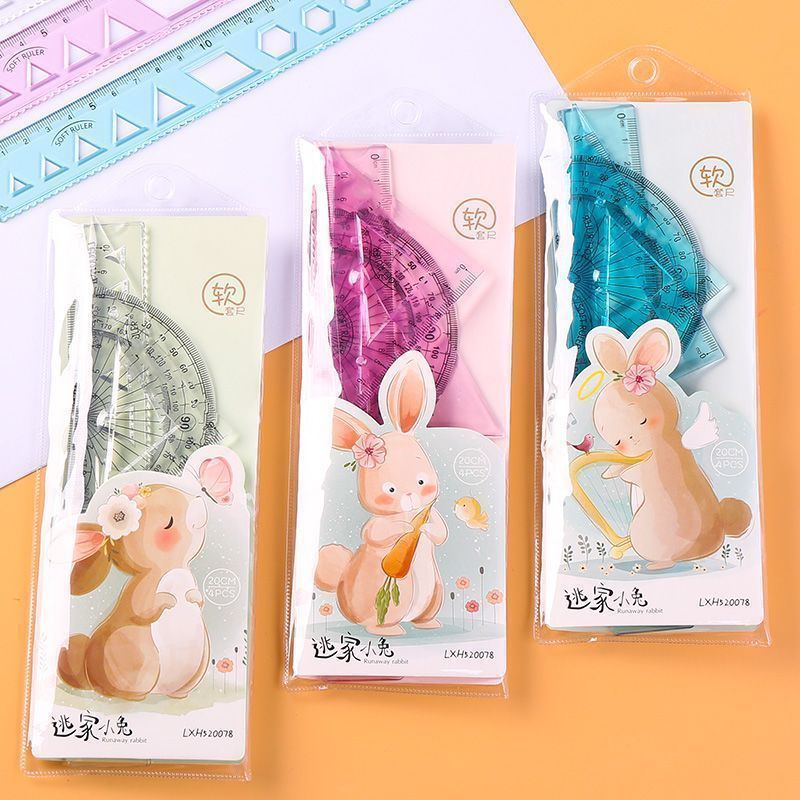 Regla blanda 4 piezas de papelería 15 / 20cm no lastiman las manos regla recta ángulo regla blanda no lastiman las manos