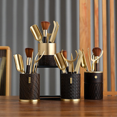 Copper and Wood Tea Ceremony Six Gentlemen Set, Black Walnut Wood and Solid Wood Gongfu Tea Set Accessories, Tea Tongs, Tea Needle, Tea Brewing Tools, Tea Spoon