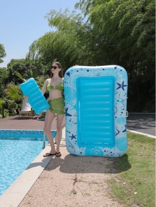 Cross-border water inflatable deck chair square turtle leaf…