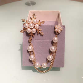 韩国饰品时尚珍珠冰花流苏胸针韩版胸花女衣服装饰西服配件