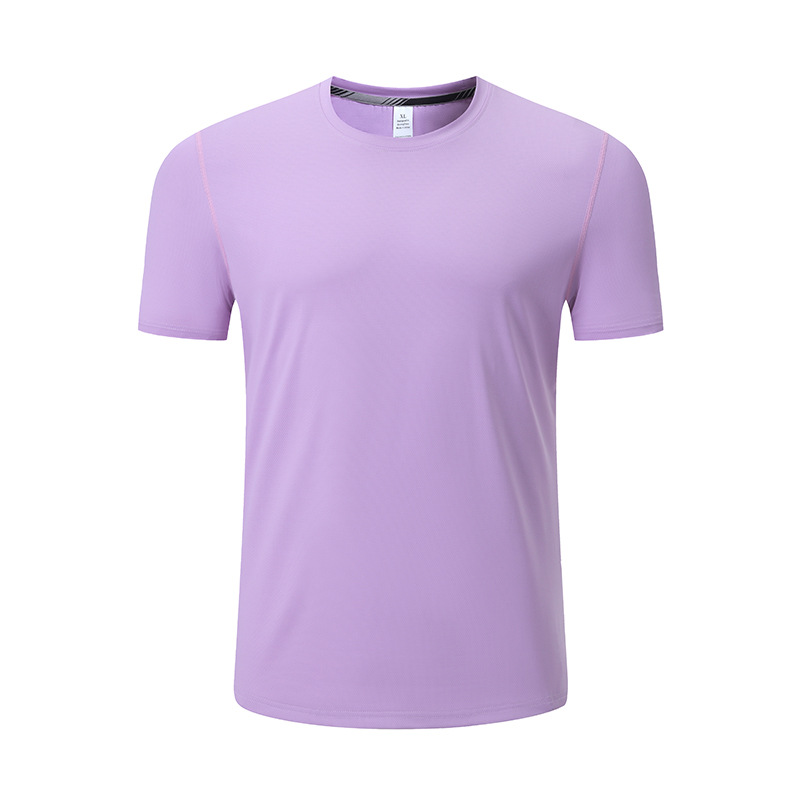 Nueva seda de hielo deportes manga corta de secado rápido elástico que absorbe la humedad cuello redondo fitness deportes de ocio al aire libre camiseta transfronteriza