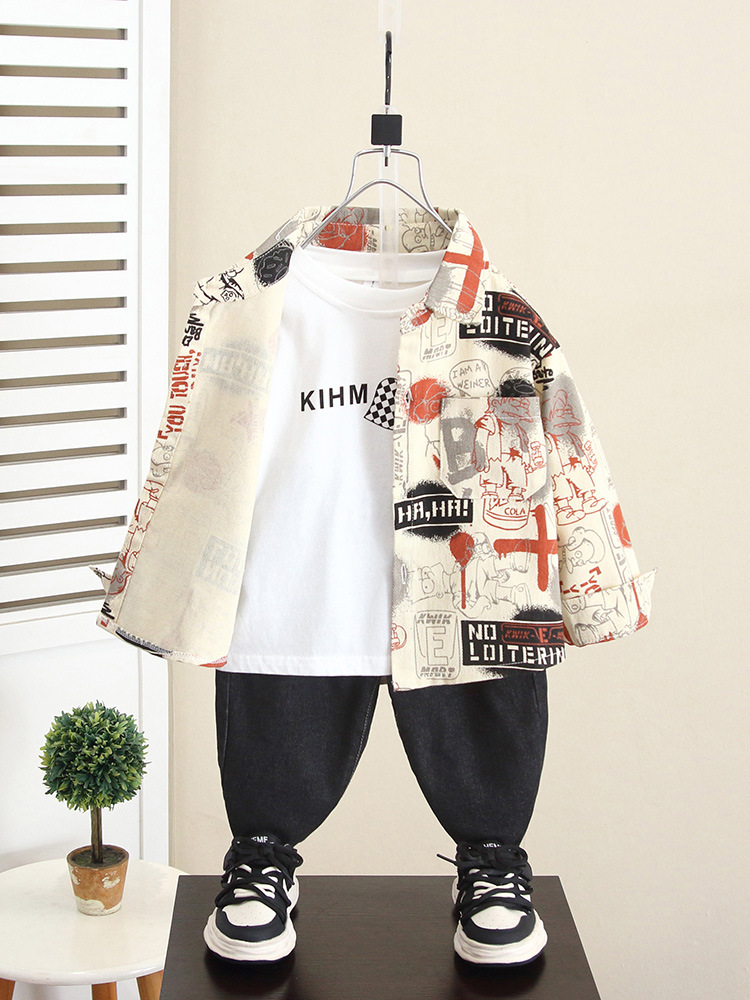 6176 Chaqueta de niño Estilo de primavera y otoño Estilo occidental Camisa de manga larga para bebé Ropa exterior 2025 Nuevos niños Otoño y principios de otoño