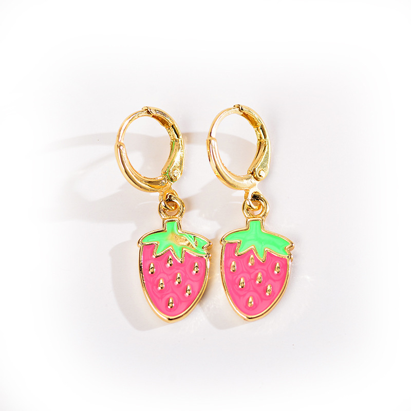 Simple Style Strawberry Stainless Steel Plating Drop Earrings 1 Pair