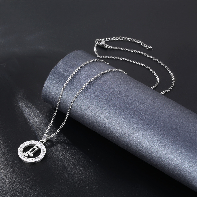 Europe And America Cross Border Stainless Steel Musical Note Necklace Glossy Cut Clay Diamond Clavicle Chain Stylish Pendant Necklace Wholesale display picture 4