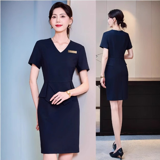 Summer Work Clothes Female Fashion Temperament High-end Hotel Front Desk Beautician Jewelry Shop Stewardess Business Dress dress