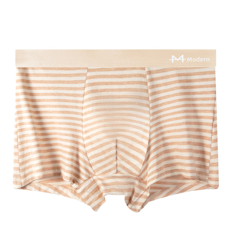 Ropa interior de hombre de algodón de color natural, pantalones cuadrangulares a rayas, entrepierna interior antibacteriana, ropa interior de algodón puro para niños, pantalones cortos para jóvenes estudiantes, cabeza