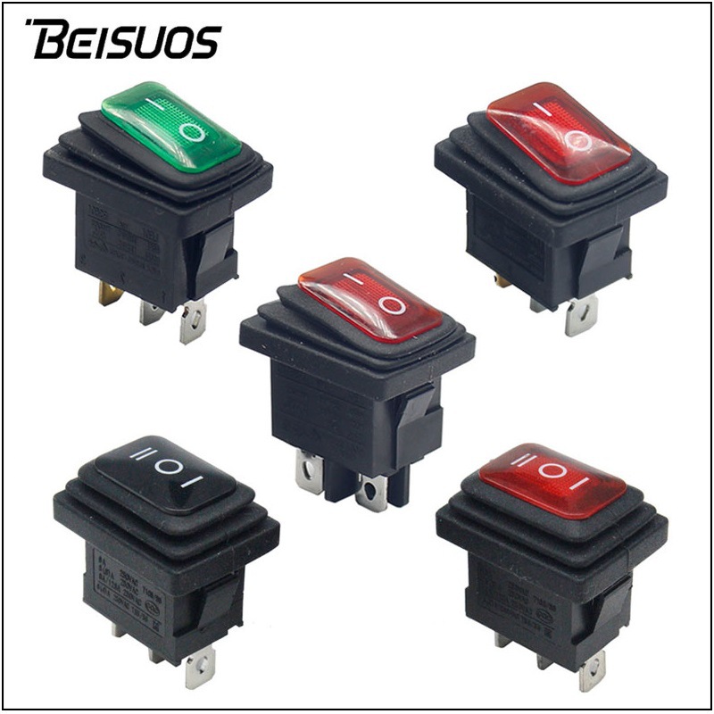 三脚二档带绿灯三脚三档四脚二档带红灯防水开关一体防水船型开关