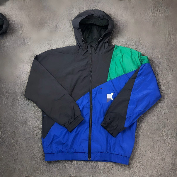 Spring and Autumn Three-Stripe Embroidered Casual Sports Windbreaker Men's Hooded Jacket Outdoor Loose Running Jacket Trendy