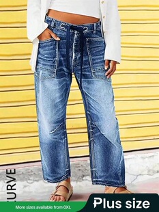 U 98376 Loose Straight Leg Denim Pants ����ֱͲţ�а˷�ѝ