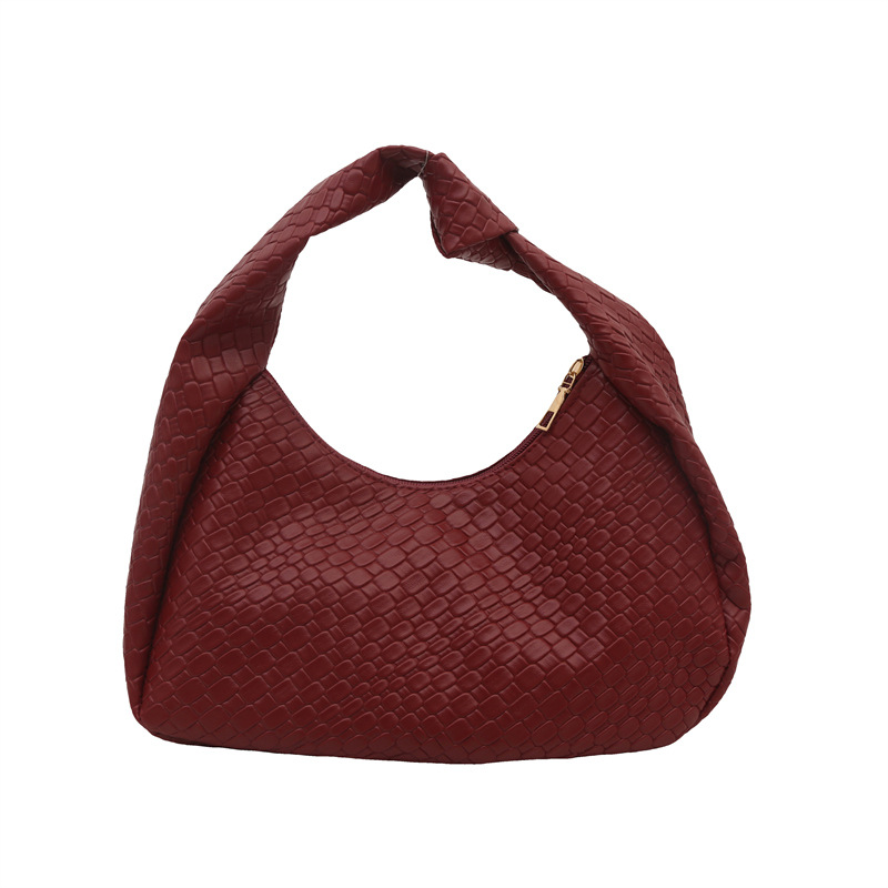 Casual retro de gran capacidad bolso de hombro de color sólido 2025 nuevo estilo de moda extranjera literatura y arte tejido brazaleta