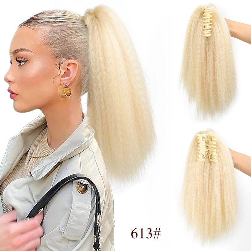 かつらの馬尾の女性のショートヘアの高馬尾は挟み式のシミュレーションの髪の気質をつかんでまっすぐに偽の馬尾のふんわりとした高さの偽のお下げをします。|undefined