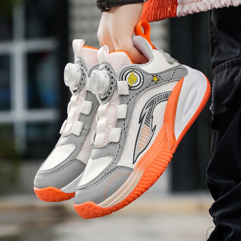 Niñas 2025 nuevas zapatillas deportivas de otoño para niños respirantes de malla de botones de niños grandes zapatos casuales de papá