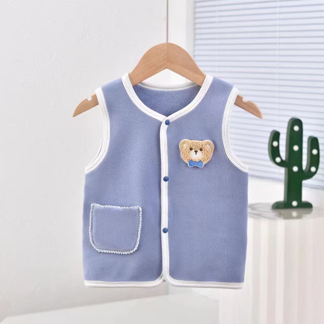 Otoño y invierno nuevo chaleco de terciopelo de gato caliente chaleco de terciopelo para niños y niñas, bebés de doble capa de terciopelo cardigan interior y exterior