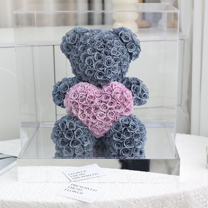Día de San Valentín regalo Rosa oso eterno flor grande decoración rosa caja de regalo para novia regalo de boda novia
