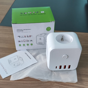 Amazon Rubik's Cube converter European standard extension cable plug-in multi-function European-style European-style Rubik's Cube socket with USB