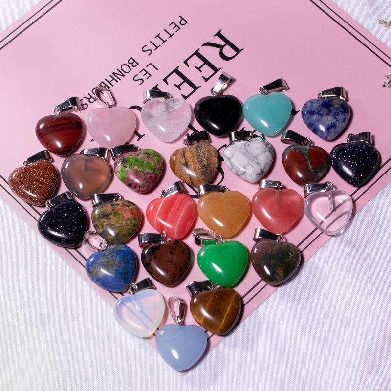Transfronterizo Amazonas polvo de cristal caballo colgante 16mm pequeño corazón de melocotón regalo de día de San Valentín colgante de gemas naturales en forma de corazón