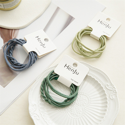 Summer New Elastic Daily Basic Durable Simple Knitted Hair Tie Hairband Set Hair Accessory