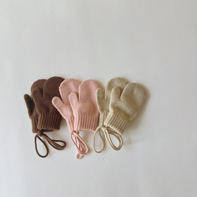 Children's gloves Winter candy colored halter baby knit to keep warm_voghion.com