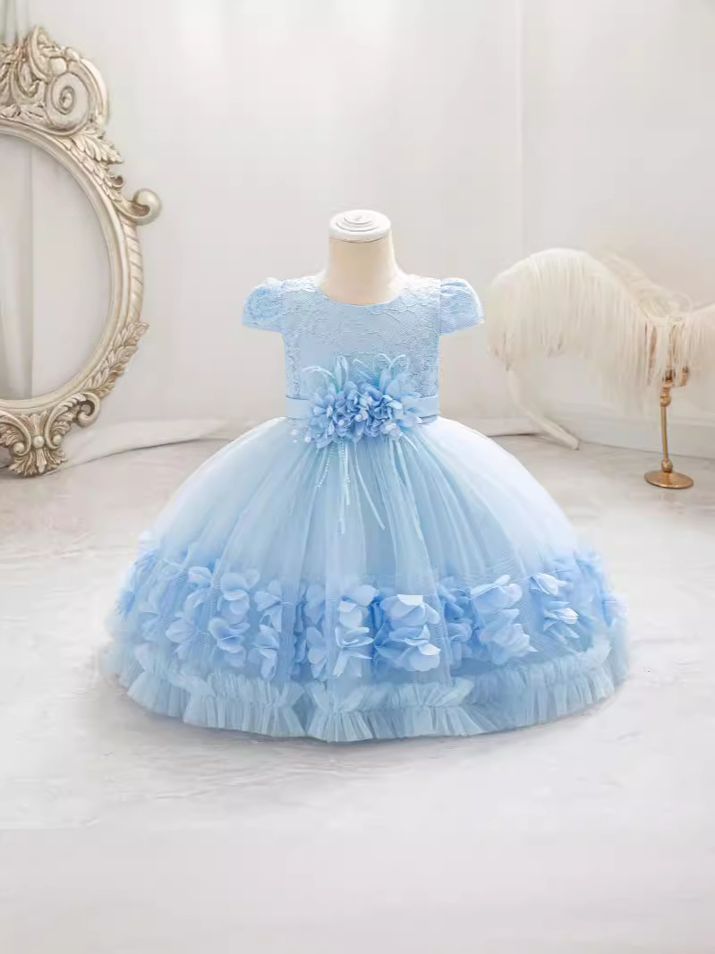 Vestidos de niña de alta calidad para cumpleaños, vestidos de noche, vestidos de princesa, vestidos de niña de las flores para el primer cumpleaños, existencias listas para envío transfronterizo, novedad de 2025