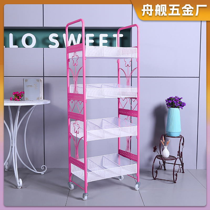四层面膜化妆品产品展示架 小精品铁艺指甲油雨伞货架 手推车批发