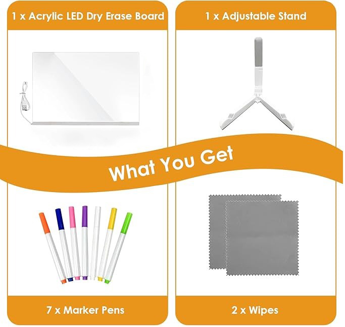 Soporte (pequeño tablero de escritura de 15*15 cm) con 7 bolígrafos de colores