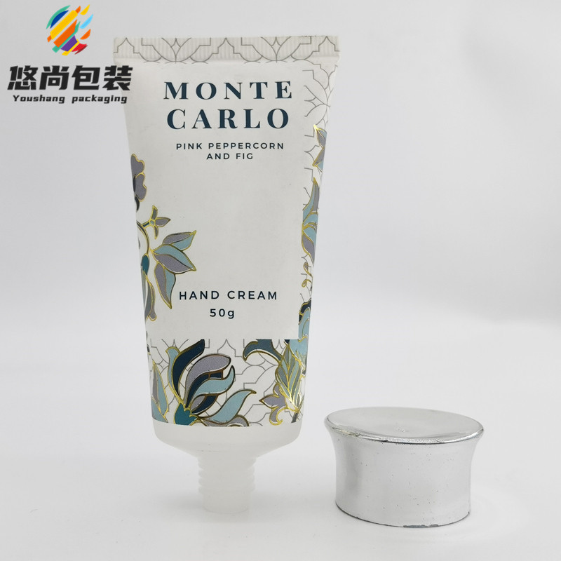 悠尚定制样品50g标签纸贴标化妆品塑料手霜管收腰银旋盖直径35mm