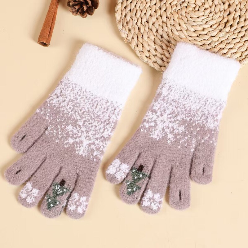 クリスマスの指の手袋のかわいいニットの女性の冬の学生のベルベットは厚くてタッチパネルの冬の防寒保温が国境を越えます。|undefined