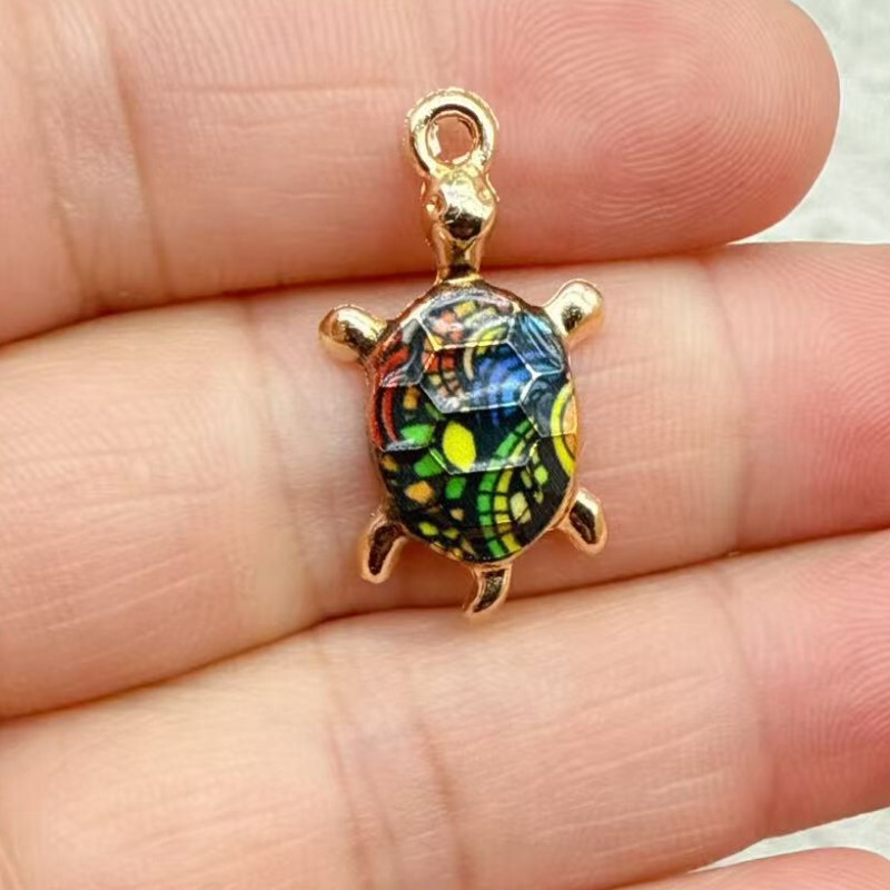 クロスボーダー DIY カラフルなカメペンダントジュエリーアクセサリーブレスレットペンダント合金オイルドリップアクセサリーペンダントイヤリング|undefined