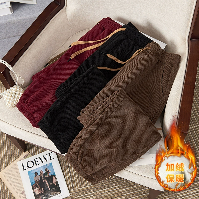 Fat MM большой размер женская осень-зима плюс бархат утолщение ноги очень большая корейская версия повседневных брюки тонкая брюки K6313