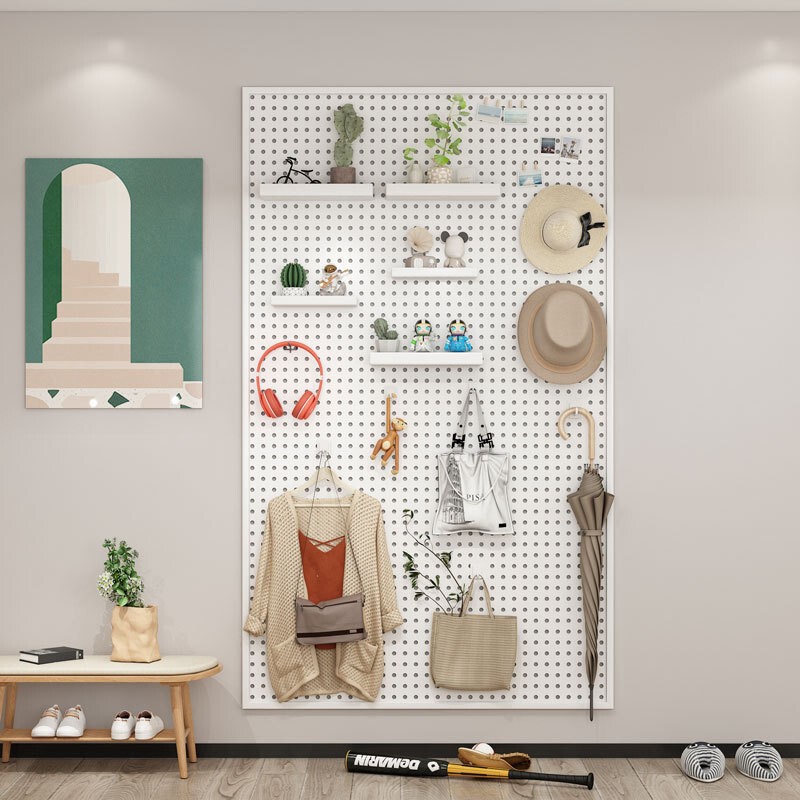 Steel Perforated Board Wall Shelf Hanging Board Decoration Entrance Door Entrance Storage Partition Shelf Set